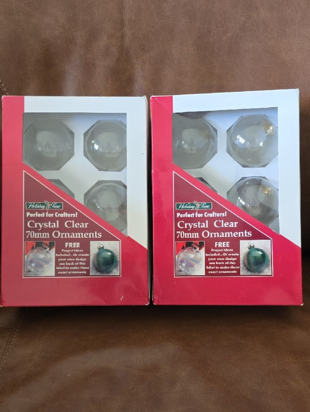Lot of 2 Boxes Holiday Time Clear 70mm Plastic Fillable Ornaments NIP T18